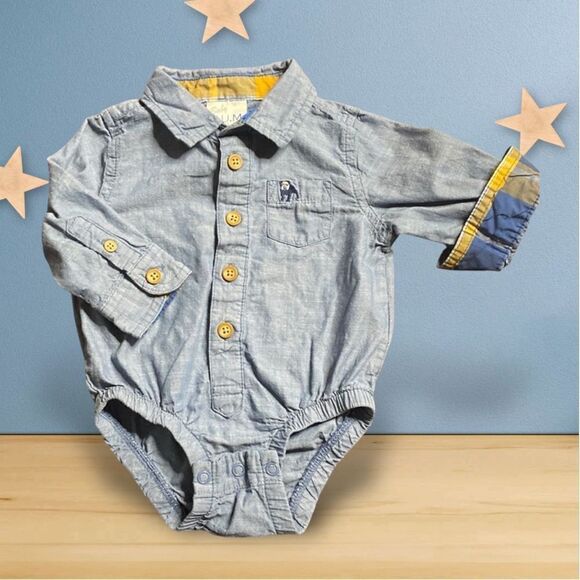 BABY B.U.M. Collared Work Shirt One Piece Snap Crotch - Picture 4 of 8